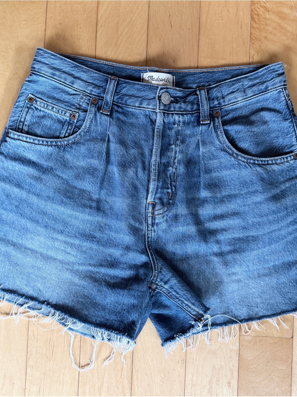 Madewell Light Blue Distressed Denim Cutoff Shorts